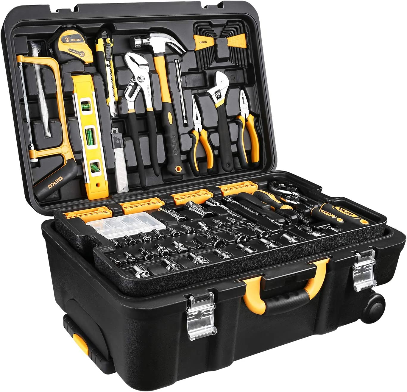 258 Piece Tool Kit with Rolling Tool Box Socket Wrench Hand Tool Set Mec