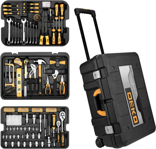 258 Piece Tool Kit with Rolling Tool Box Socket Wrench Hand Tool Set Mec